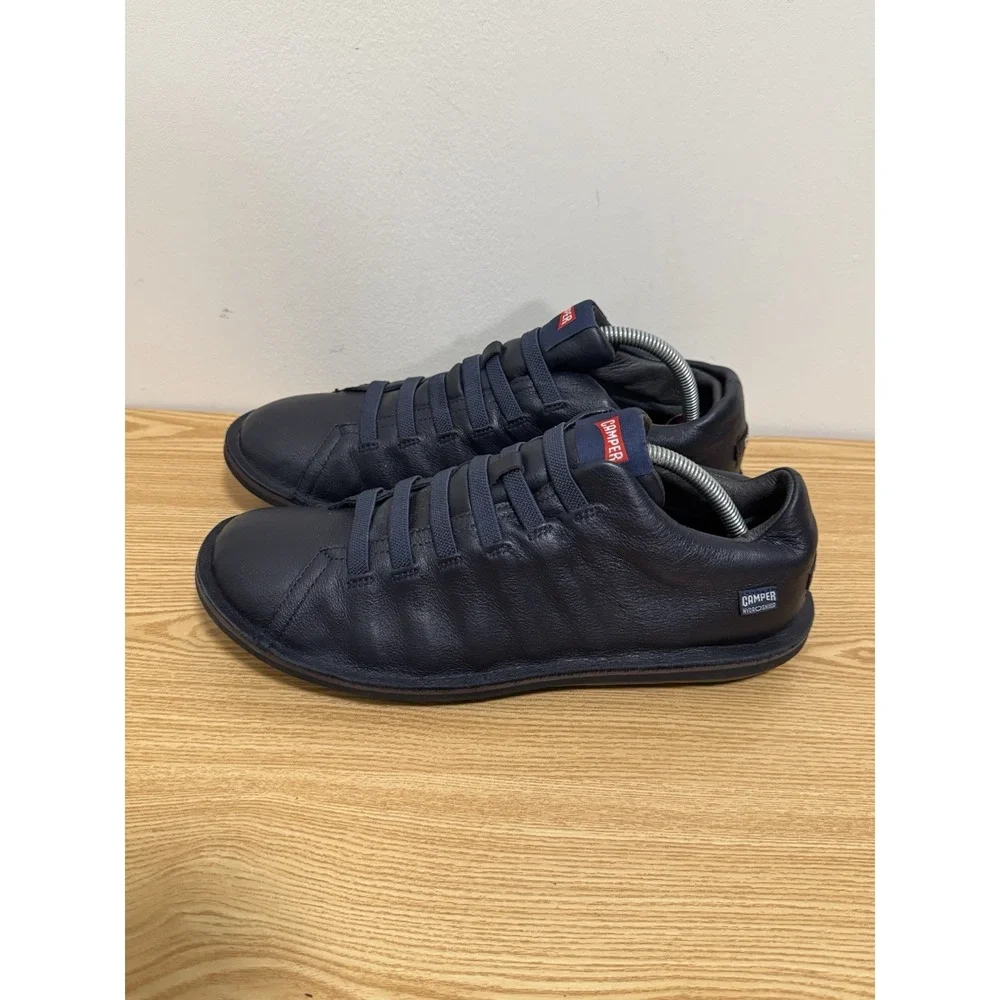 Camper Beetle Leather Derby Shoes Sneakers Mens Size 43 EU Navy Blue Slip On